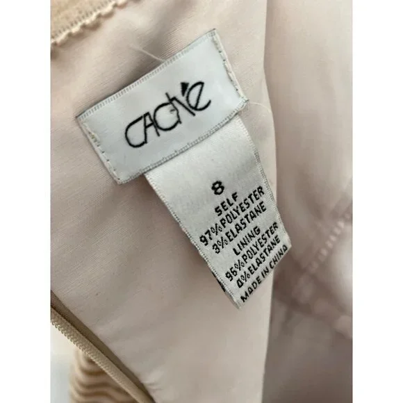 CACHE WOMEN'S STRAPLESS GOLD SEQUIN COCKTAIL DRESS SZ 8 - Picture 4 of 6